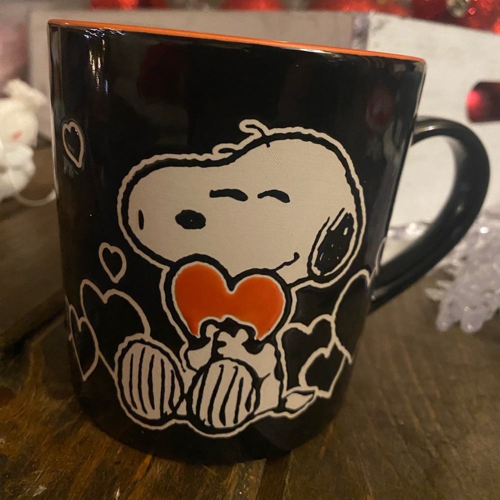 Snoopy Peanuts Valentines Day Coffee Tea Mug Large Love BLACK NEW❤️❤️❤️❤️❤️🥰